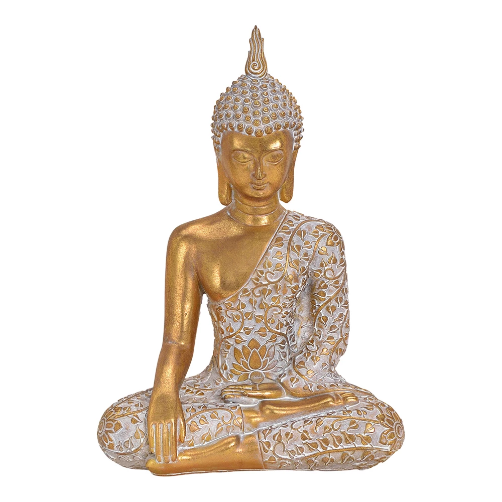 BUDDHA SIDDENDE H32 CM  GULD