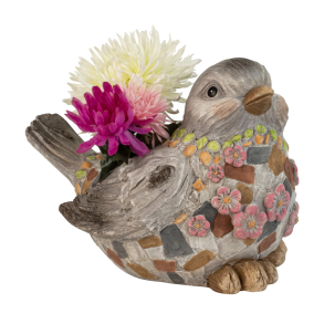 PLANTEPOTTE FUGL H28 CM  FLERFARVET