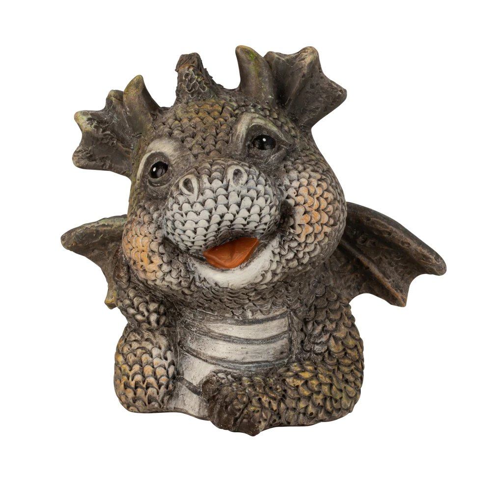 SMILENDE DRAGE H14 CM � HYGGELIG OG FINURLIG HAVEFIGUR