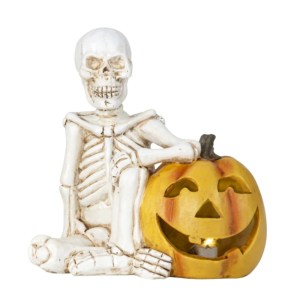 SKELET VED GR�SKAR MED LED LYS � HVID OG ORANGE