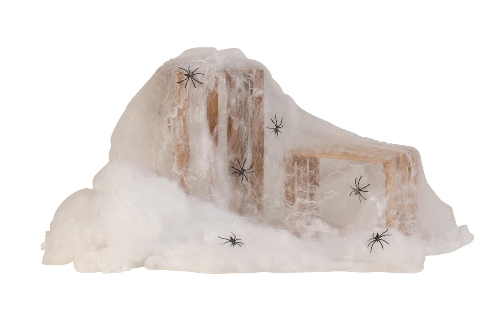 HALLOWEEN EDDERKOPPESPIND MED 6 EDDERKOPPER � HVIDT/SORT