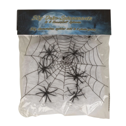 HALLOWEEN EDDERKOPPESPIND MED 6 EDDERKOPPER � HVIDT/SORT