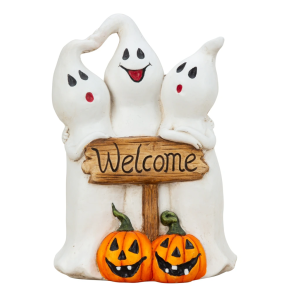 SP�GELSER BYDER INDENFOR MED �WELCOME� SKILT � HALLOWEEN
