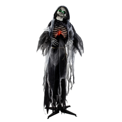 HALLOWEEN-GYSERSKELET MED LYD, LED-LYS OG BEV�GELSE H175 CM � SORT 