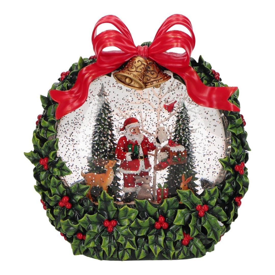 KRISTTJRN-KRANS MED JULEMAND H22 CM  RD OG GRN