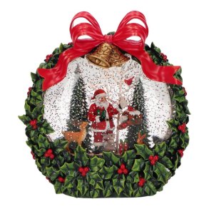 KRISTTJRN-KRANS MED JULEMAND H22 CM  RD OG GRN