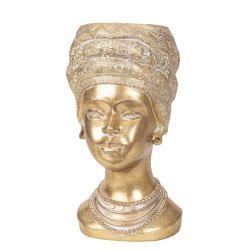 DAMEANSIGT MED HOVEDBEKLDNING TIL TRREDE BLOMSTER  GYLDEN