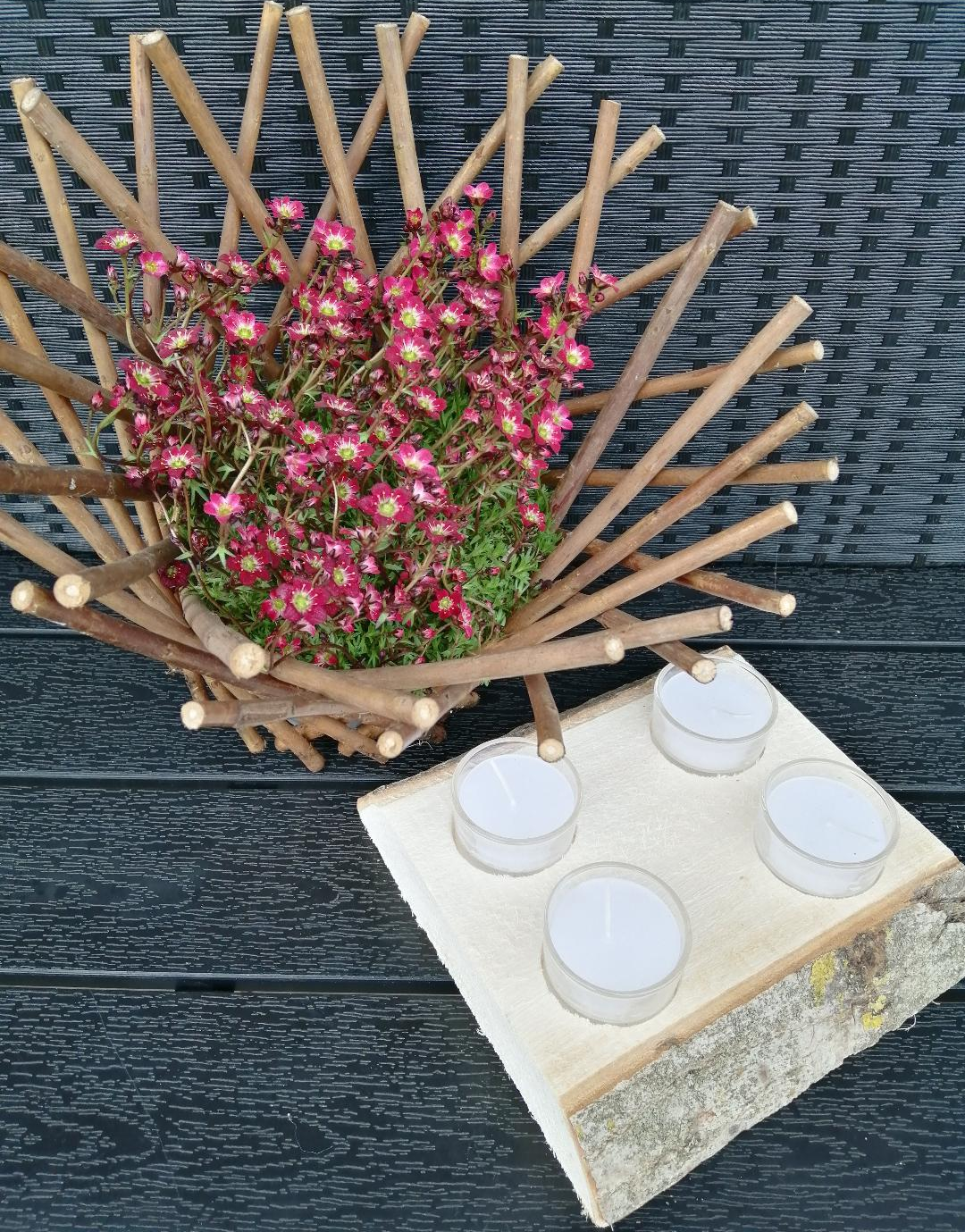 4 I 1 ELEGANT LYSESTAGE KOMBINATION LYS, GLAS OG TR  HVID