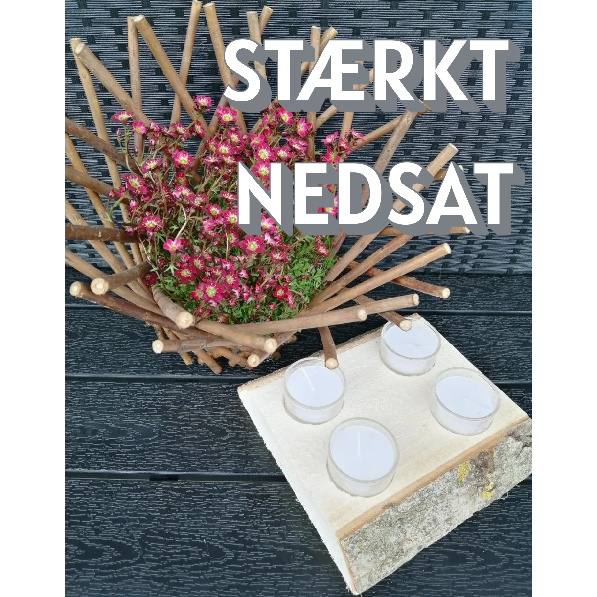 4 I 1 ELEGANT LYSESTAGE KOMBINATION LYS, GLAS OG TR� � HVID