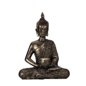 BUDDHA MED FYRFADSSTAGE H26,5 CM � BRONZE
