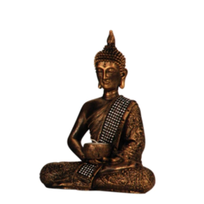 BUDDHA MED FYRFADSSTAGE H26,5 CM � KOBBER