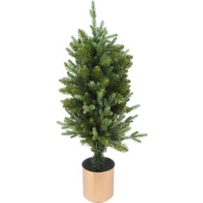 KUNSTIGT JULETR I GYLDEN POTTE H90 CM  GRN