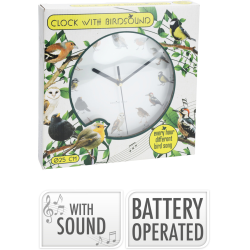 VGUR MED FUGLSANG OG FUGLEMOTIVER 25 CM  HVID/SORT