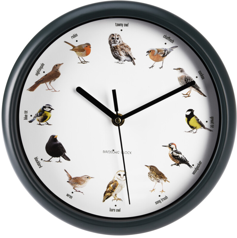 VGUR MED FUGLSANG OG FUGLEMOTIVER 25 CM  HVID/SORT