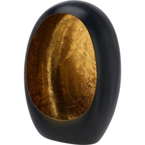 ELEGANT FYRFADSLYSHOLDER 13,5 X 7 X 19 CM  SORT OG FORGYLDT