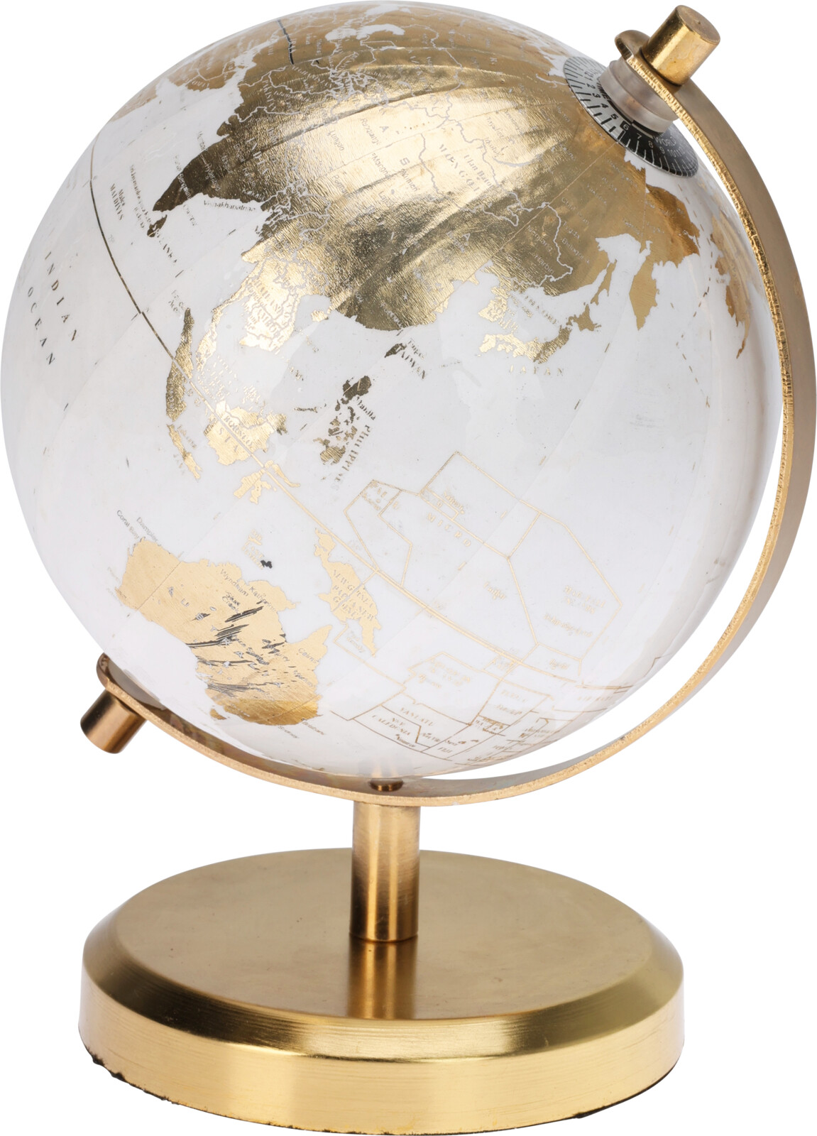 GLOBUS H18 CM  HVID OG MESSING FARVET