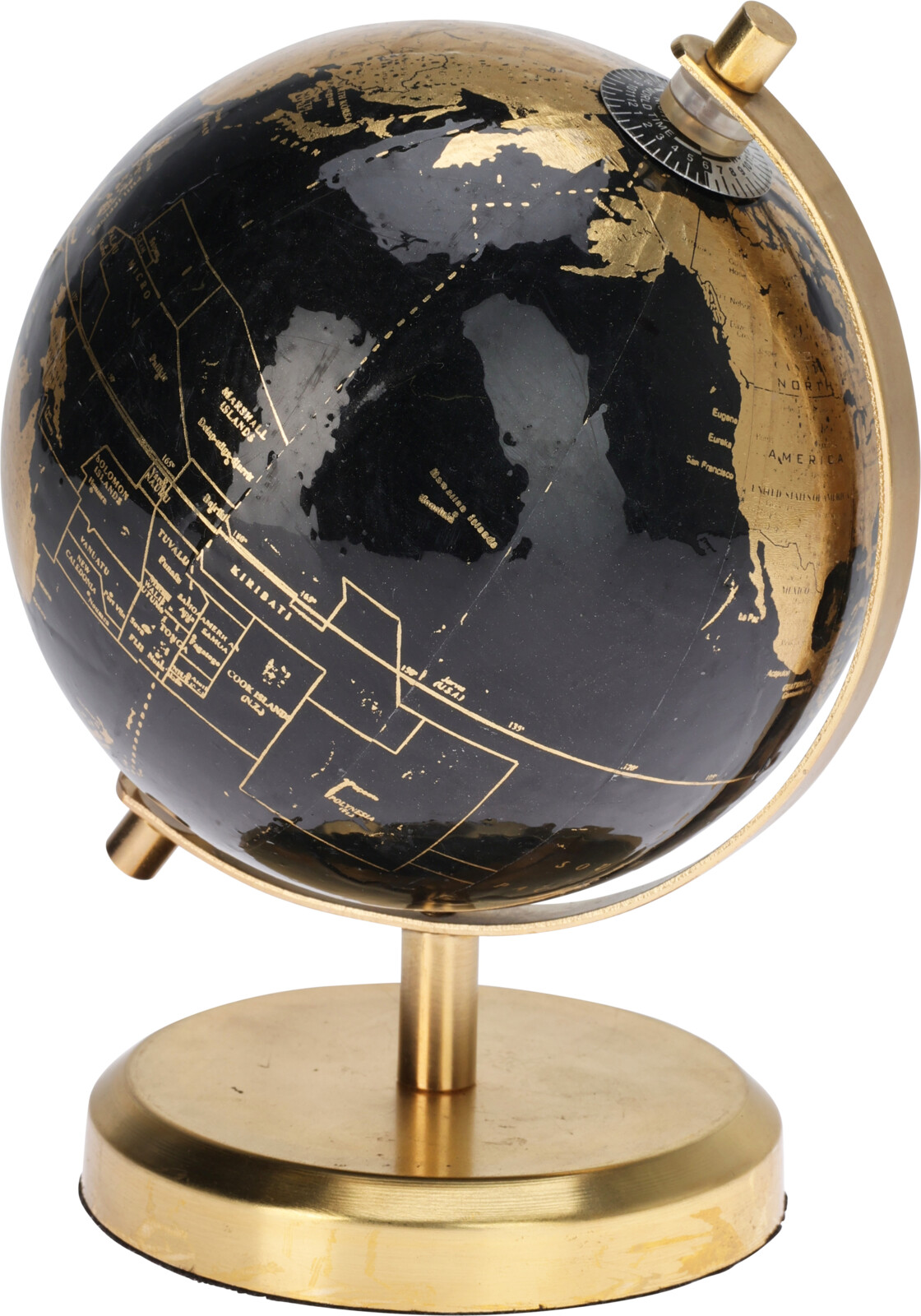 GLOBUS H18 CM  SORT OG MESSING FARVET