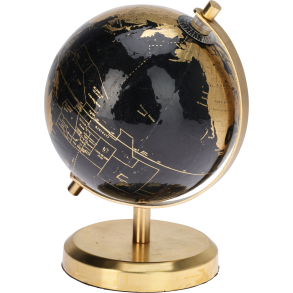 GLOBUS H18 CM  SORT OG MESSING FARVET