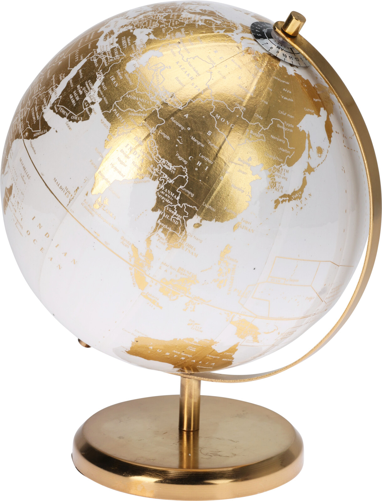 GLOBUS H27 CM  HVID OG MESSING FARVET