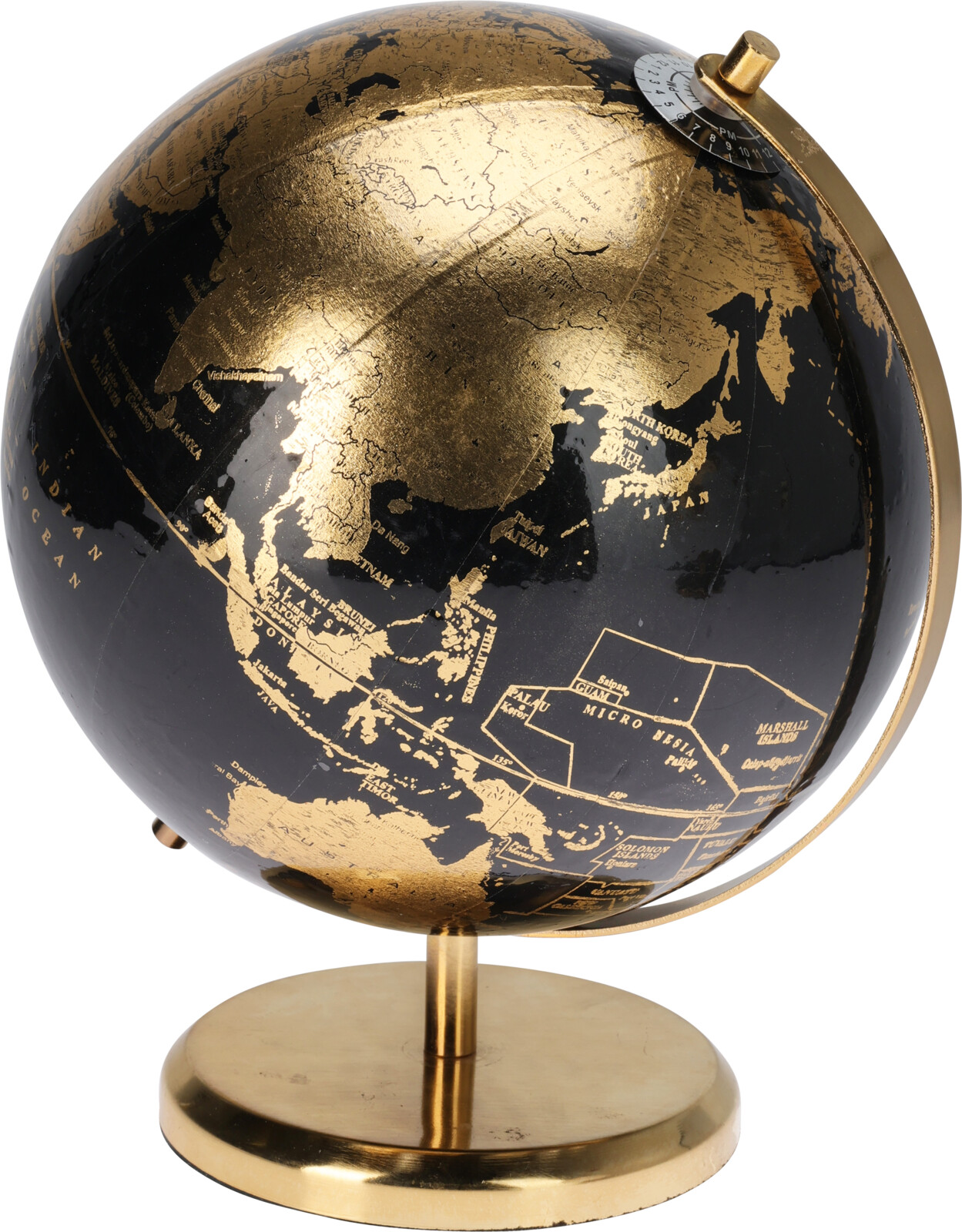 GLOBUS H27 CM  SORT OG MESSING FARVET