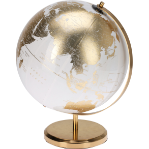 GLOBUS H32 CM  HVID OG MESSING FARVET