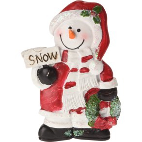 MEMOMAGNET  SNEMAND MED SNOW SKILT OG GRANKRANS