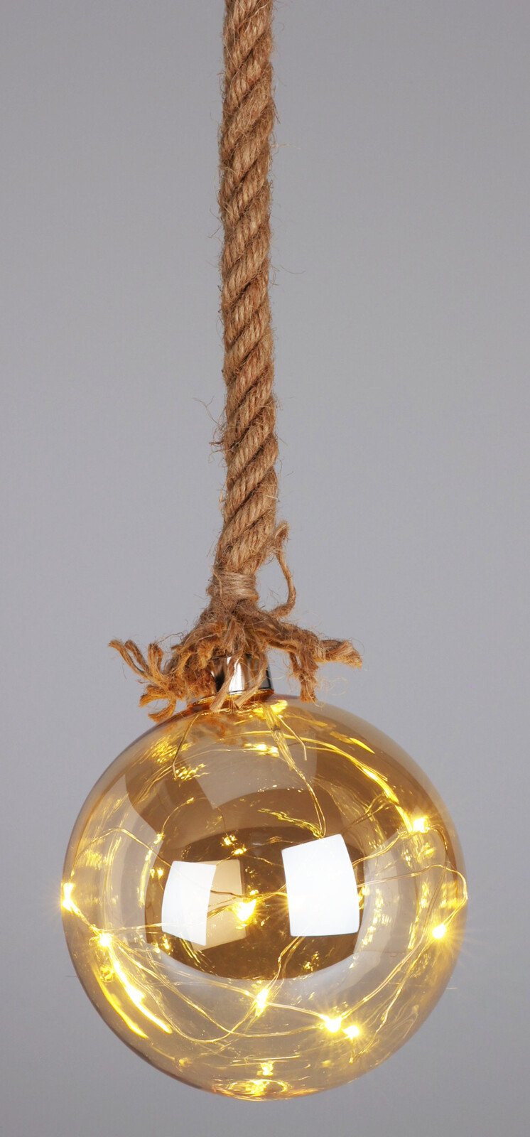 KUGLEOPHNGENDE GLASDEKORATION MED LED-LYS  H12 CM