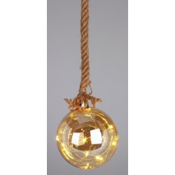 KUGLEOPHNGENDE GLASDEKORATION MED LED-LYS  H12 CM