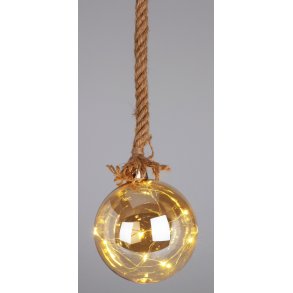 KUGLEOPHNGENDE GLASDEKORATION MED LED-LYS  H12 CM