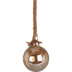 KUGLEOPHNGENDE GLASDEKORATION MED LED-LYS  H15 CM