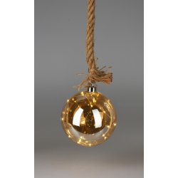 KUGLEOPHNGENDE GLASDEKORATION MED LED-LYS  H15 CM