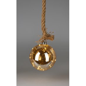 KUGLEOPHNGENDE GLASDEKORATION MED LED-LYS  H15 CM