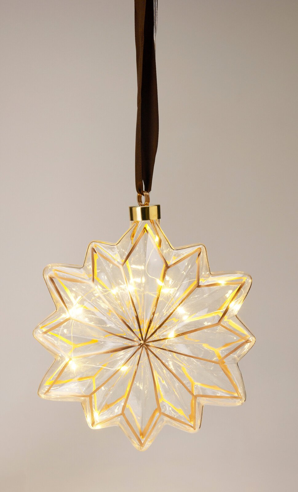 STJERNEFORMET OPHNGSDEKORATION I GLAS  H19 CM