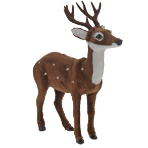 HJORT MED PELS  MRKEBRUN MED HVIDE PRIKKER NR 1