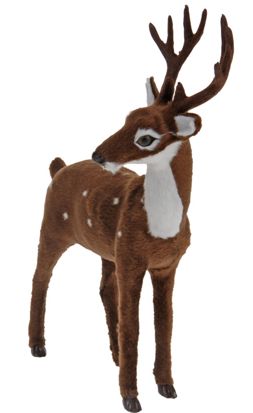 HJORT MED PELS  MRKEBRUN MED HVIDE PRIKKER NR 2
