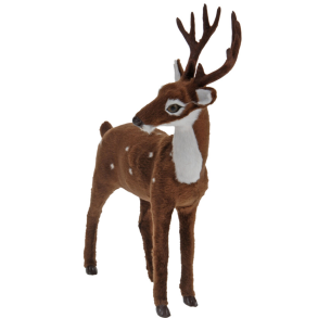 HJORT MED PELS  MRKEBRUN MED HVIDE PRIKKER NR 2