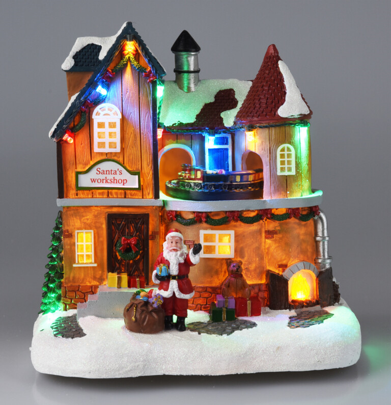 JULELANDSBYSCENE HUS MED 12 X LED H21 CM  MULTI FARVE