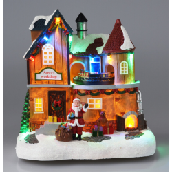 JULELANDSBYSCENE HUS MED 12 X LED H21 CM  MULTI FARVE