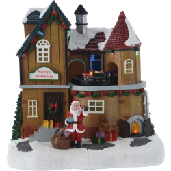 JULELANDSBYSCENE HUS MED 12 X LED H21 CM  MULTI FARVE