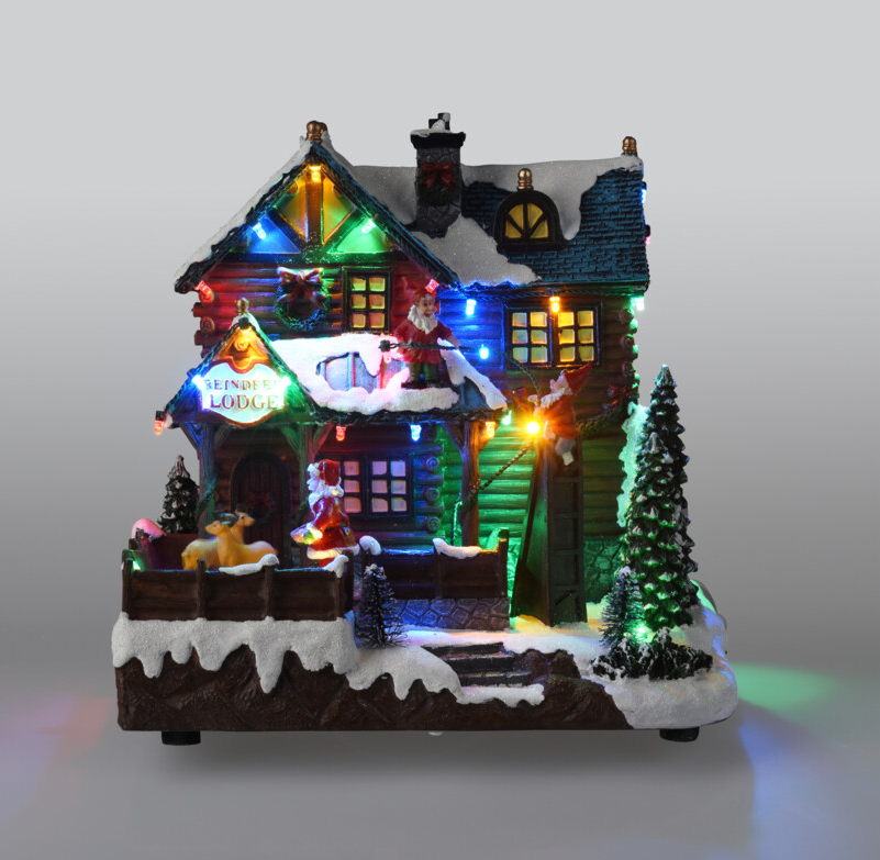 JULELANDSBYSCENE HUS MED 26 X LED H25 CM  MULTI FARVE