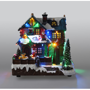 JULELANDSBYSCENE HUS MED 26 X LED H25 CM  MULTI FARVE
