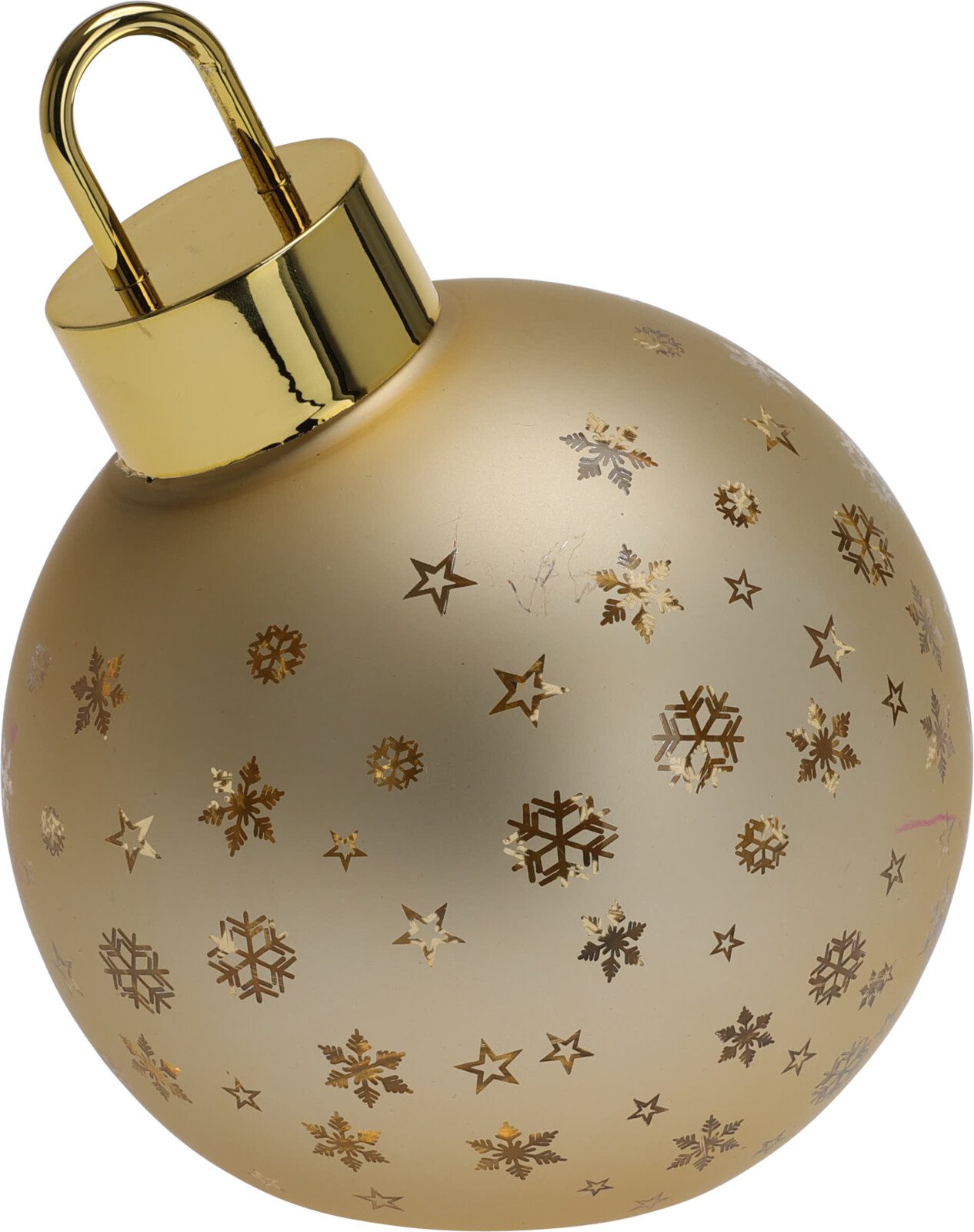 EKSKLUSIV JULEKUGLE I GLAS MED SNEFNUG  CHAMPAGNE GULD