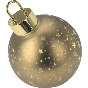 EKSKLUSIV JULEKUGLE I GLAS MED STJERNER  CHAMPAGNE GULD