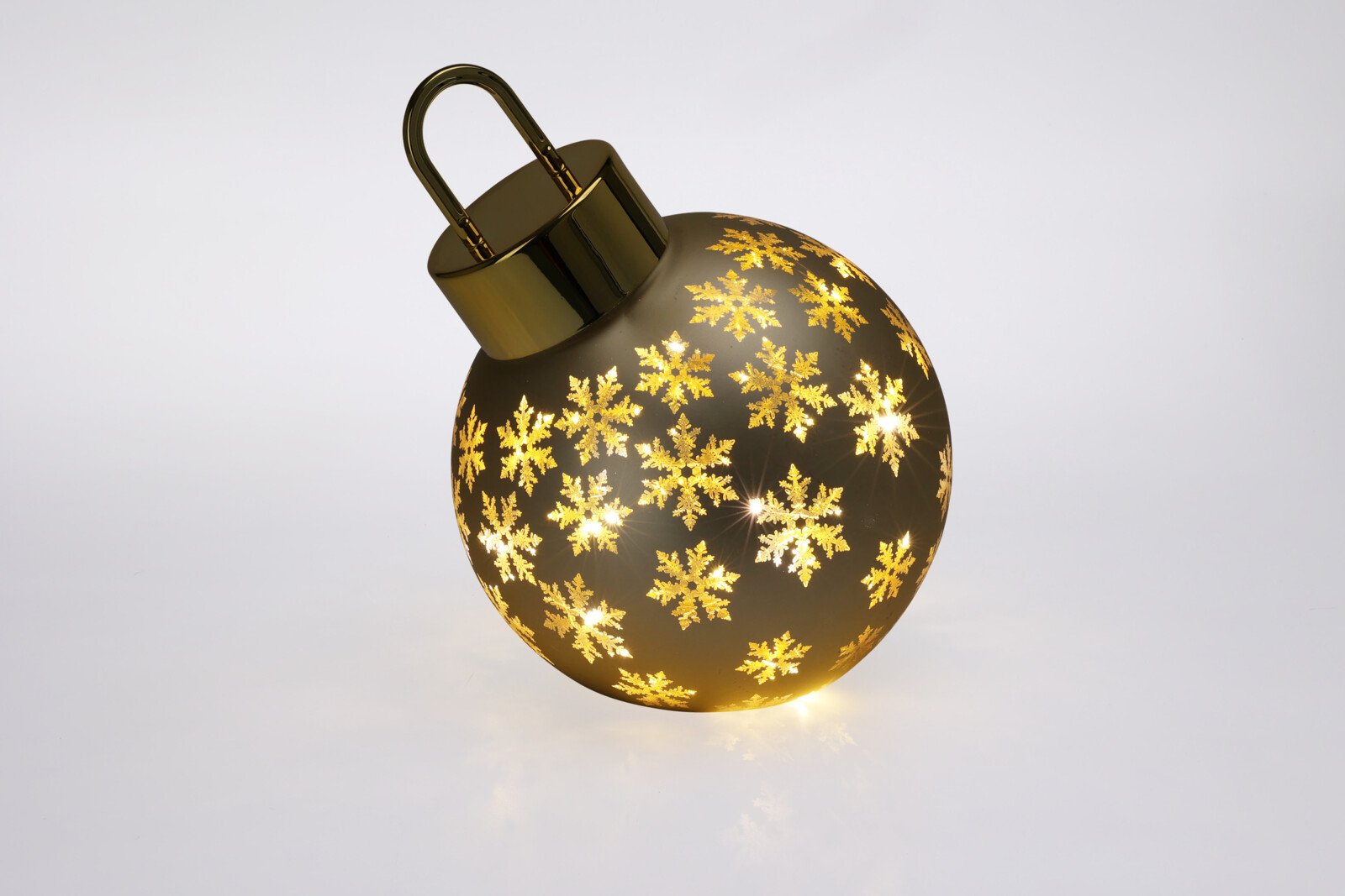 EKSKLUSIV JULEKUGLE I GLAS MED SNEFNUG  CHAMPAGNE GULD