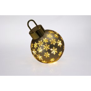 EKSKLUSIV JULEKUGLE I GLAS MED SNEFNUG  CHAMPAGNE GULD