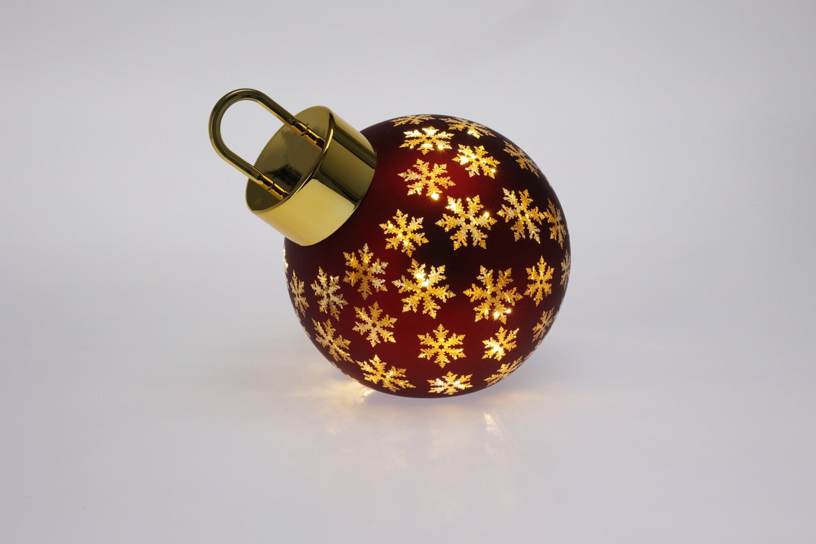 EKSKLUSIV JULEKUGLE I GLAS MED SNEFNUG  RD GULD