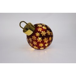 EKSKLUSIV JULEKUGLE I GLAS MED SNEFNUG  RD GULD