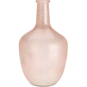 FLASKE TIL PYNT ELLER KUNSTIGE BLOMSTER  LYS ROSA MED GULD GLITTER