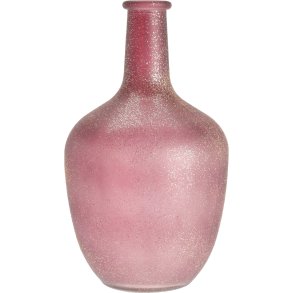 FLASKE TIL PYNT ELLER KUNSTIGE BLOMSTER  MRK ROSA MED GULD GLITTER