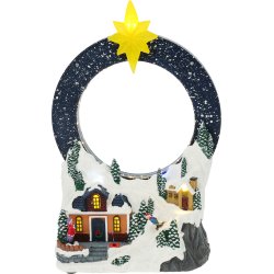 JULESCENE LANDSBY MED LED-STJERNE OG BEVGELSE